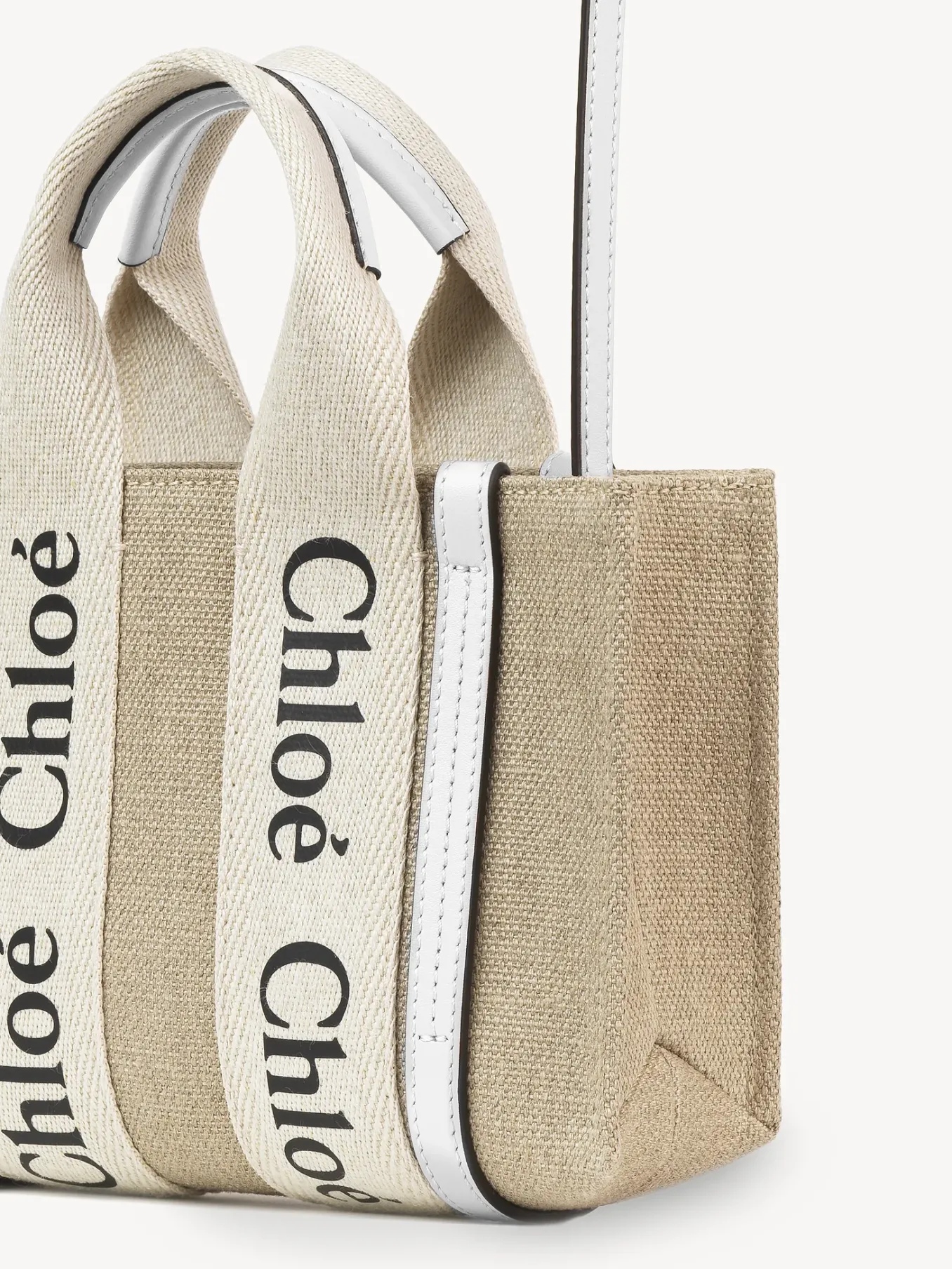 Sacs À Bandoulière-Chloé Mini Sac Cabas Woody A Bandoulière Blanc