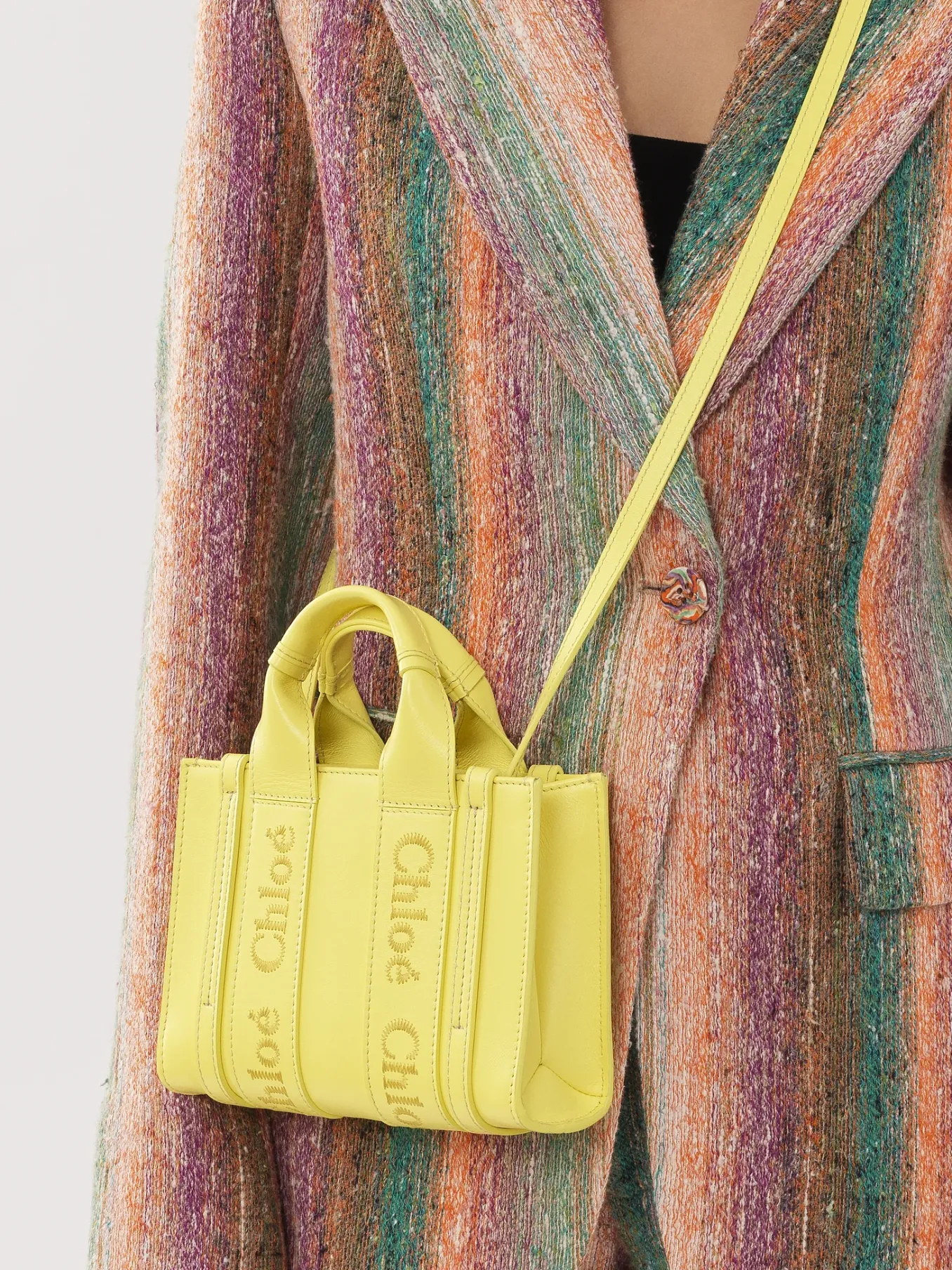 Sacs À Bandoulière-Chloé Mini Sac Cabas Woody A Bandoulière Daffodil Yellow