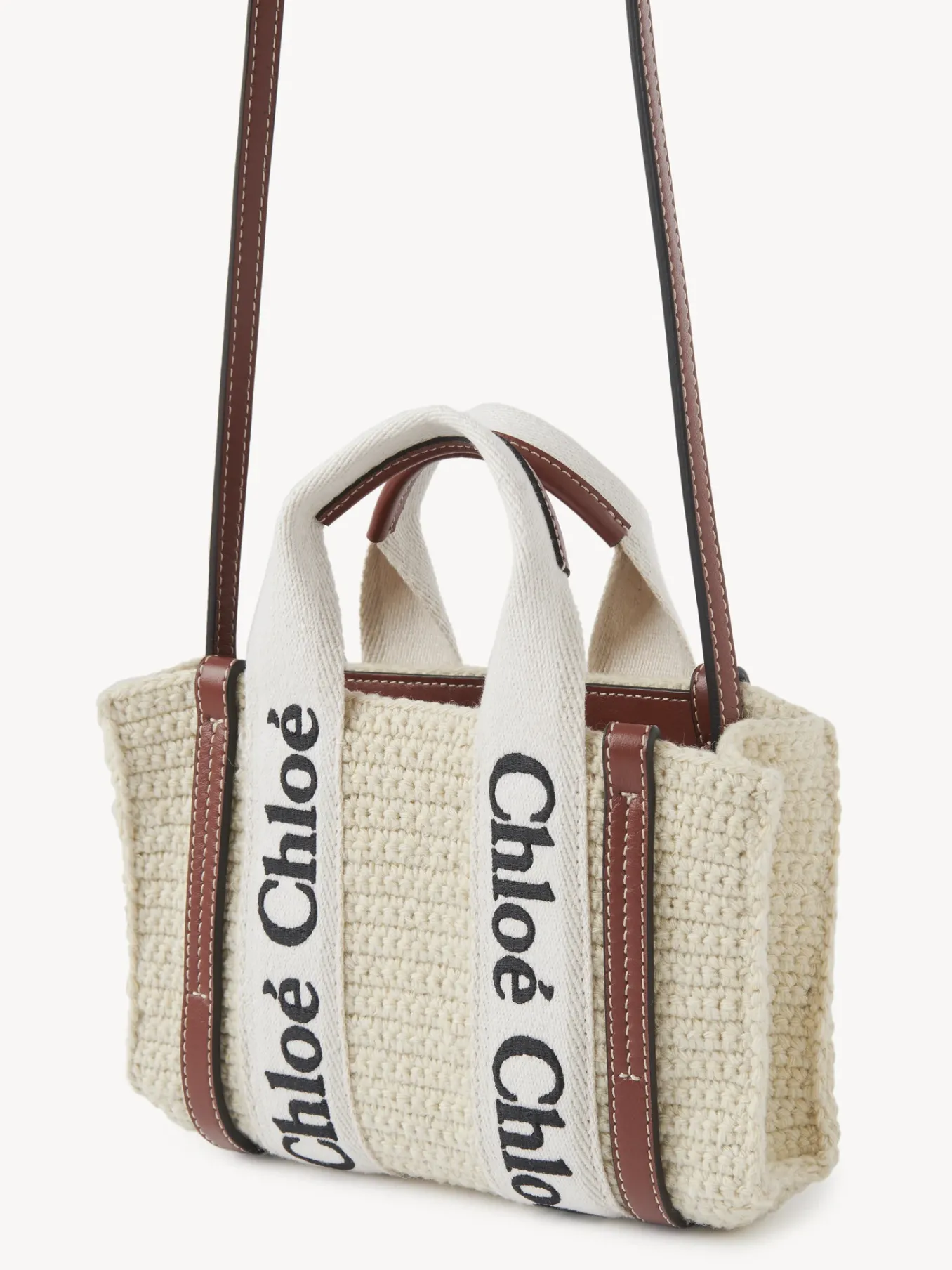 Sacs À Bandoulière-Chloé Mini Sac Cabas Woody A Bandoulière Brown - Beige 1