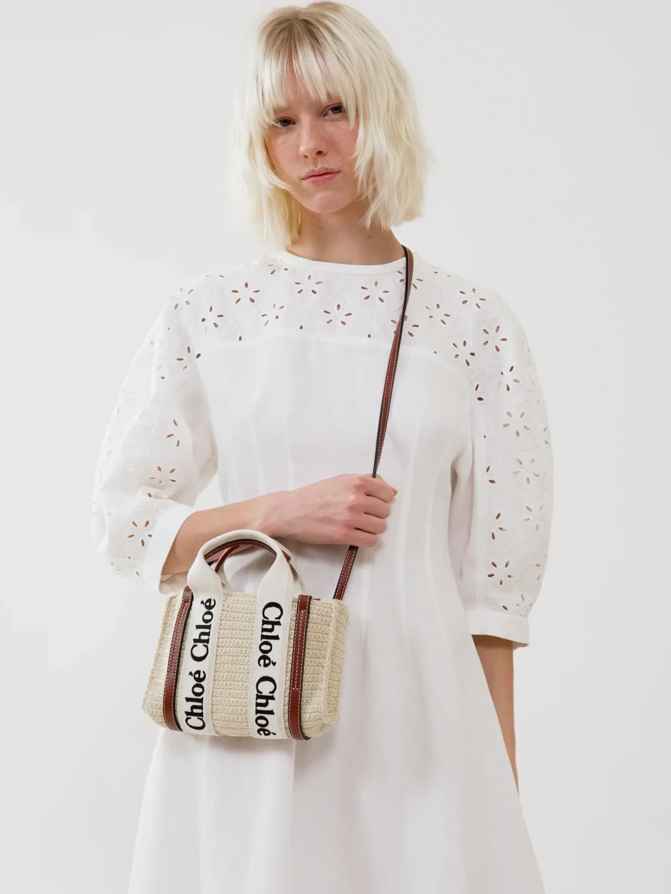 Sacs À Bandoulière-Chloé Mini Sac Cabas Woody A Bandoulière Brown - Beige 1