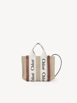 Sacs À Bandoulière-Chloé Mini Sac Cabas Woody A Bandoulière White - Brown 1
