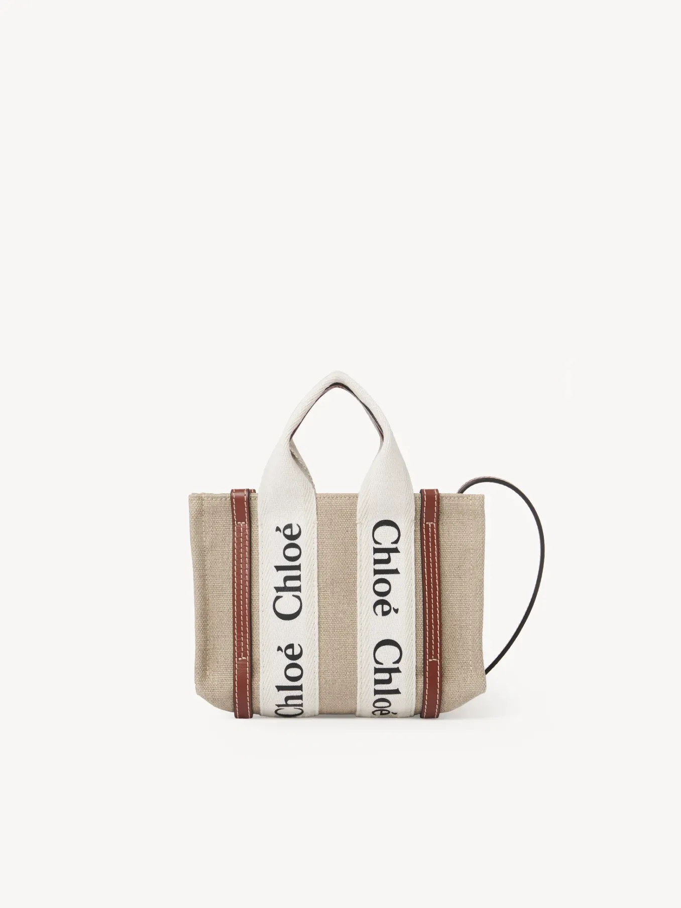 Sacs À Bandoulière-Chloé Mini Sac Cabas Woody A Bandoulière White - Brown 1