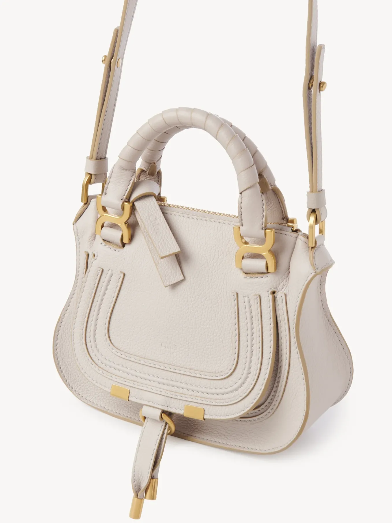 Sacs À Bandoulière-Chloé Mini Sac Double Porte Marcie Wild Grey