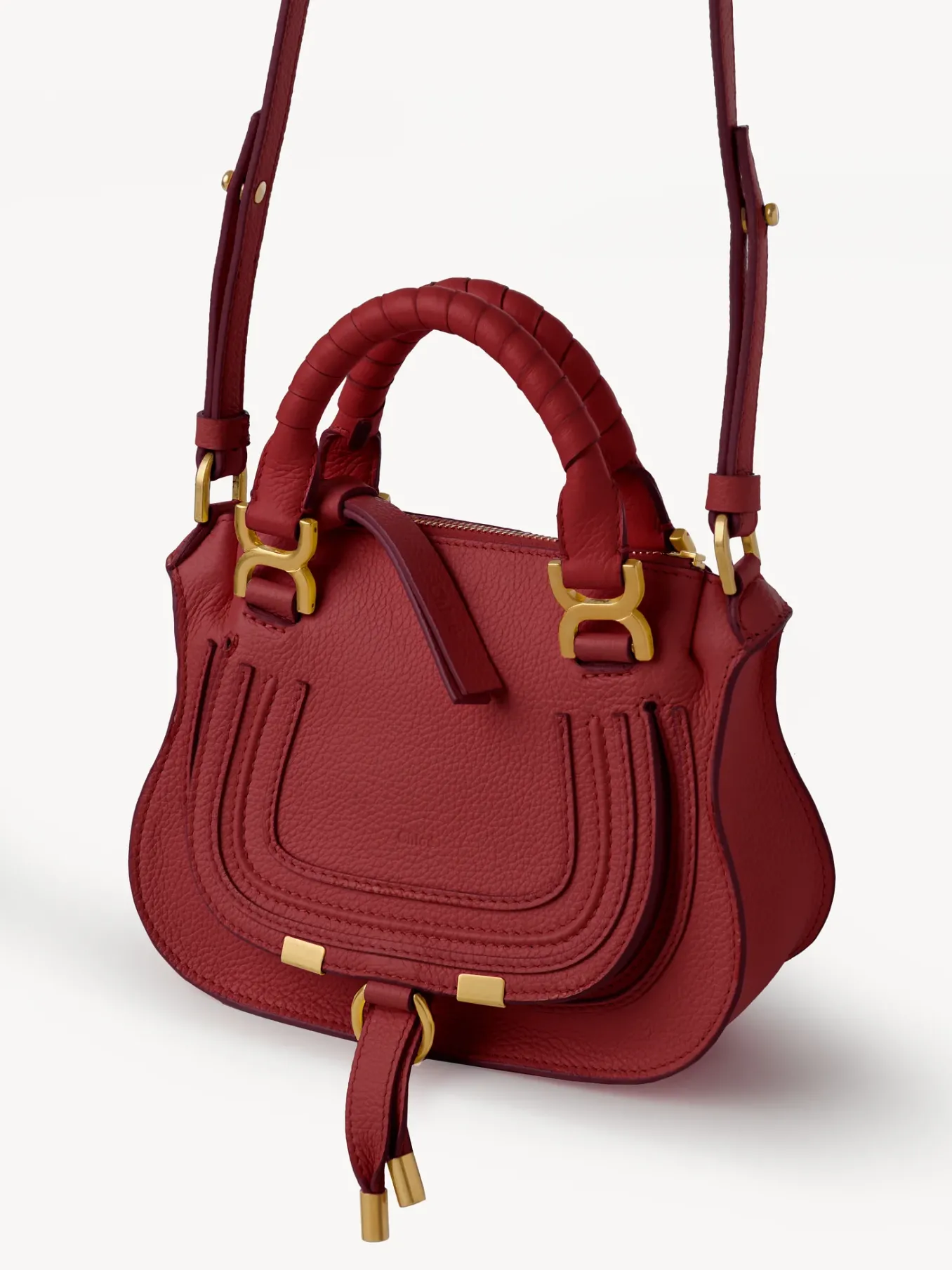 Sacs À Bandoulière-Chloé Mini Sac Double Porte Marcie Reddish Pink