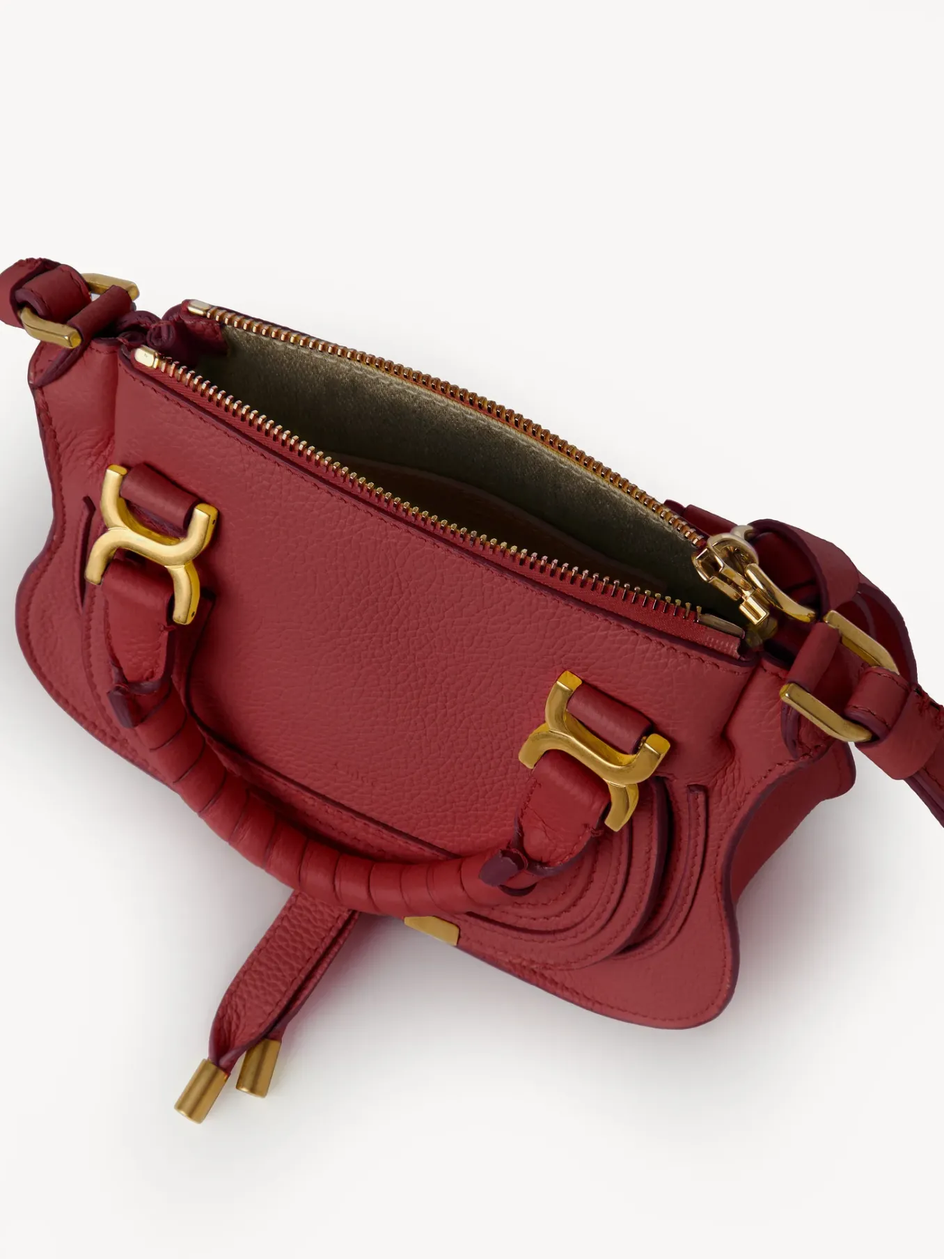 Sacs À Bandoulière-Chloé Mini Sac Double Porte Marcie Reddish Pink