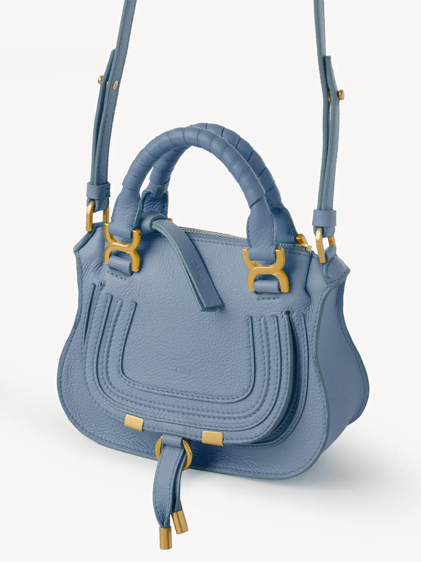 Sacs À Bandoulière-Chloé Mini Sac Double Porte Marcie Shady Cobalt