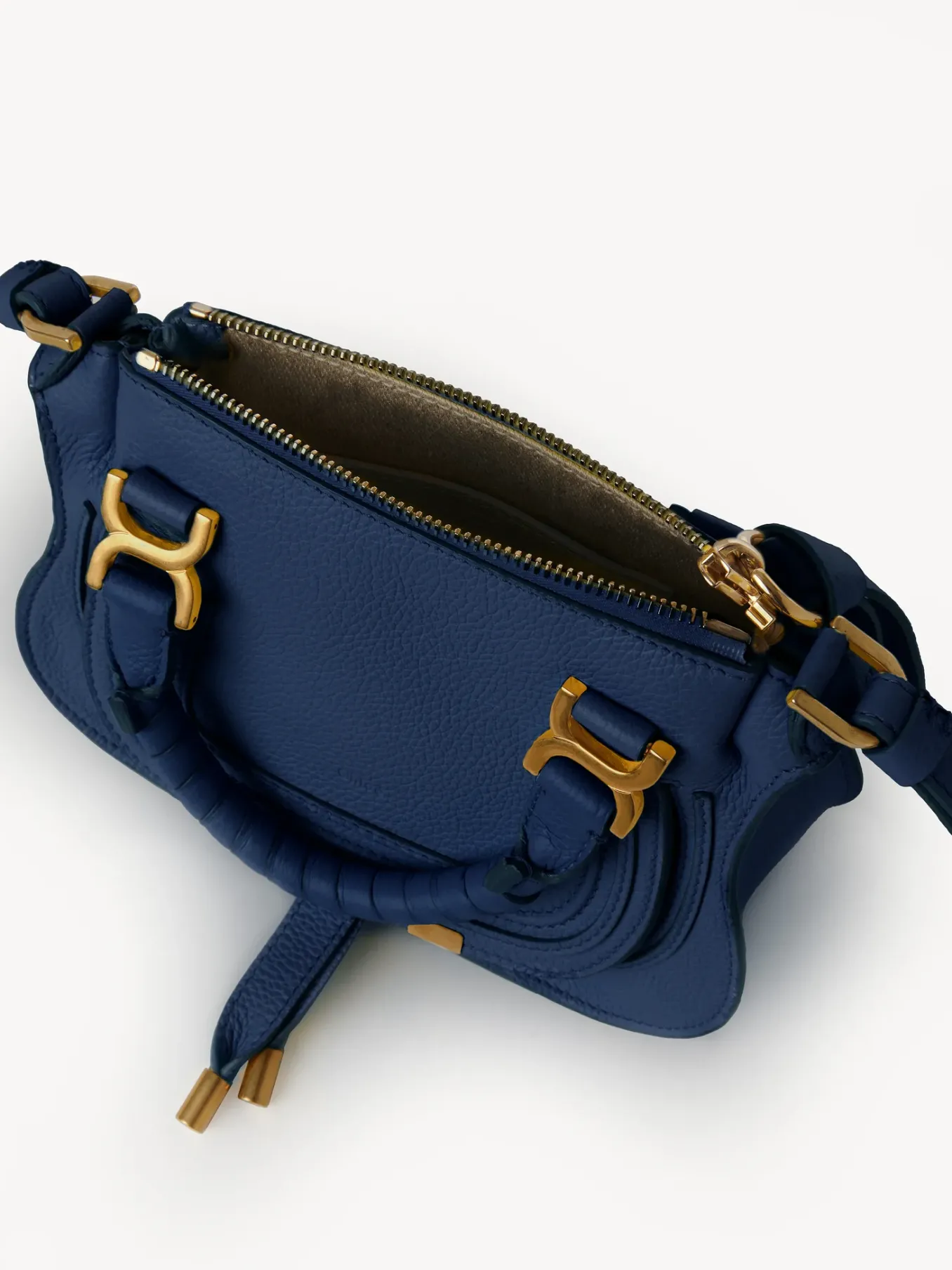 Sacs À Bandoulière-Chloé Mini Sac Double Porte Marcie Deep Denim