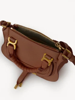 Sacs À Bandoulière-Chloé Mini Sac Double Porte Marcie Tan