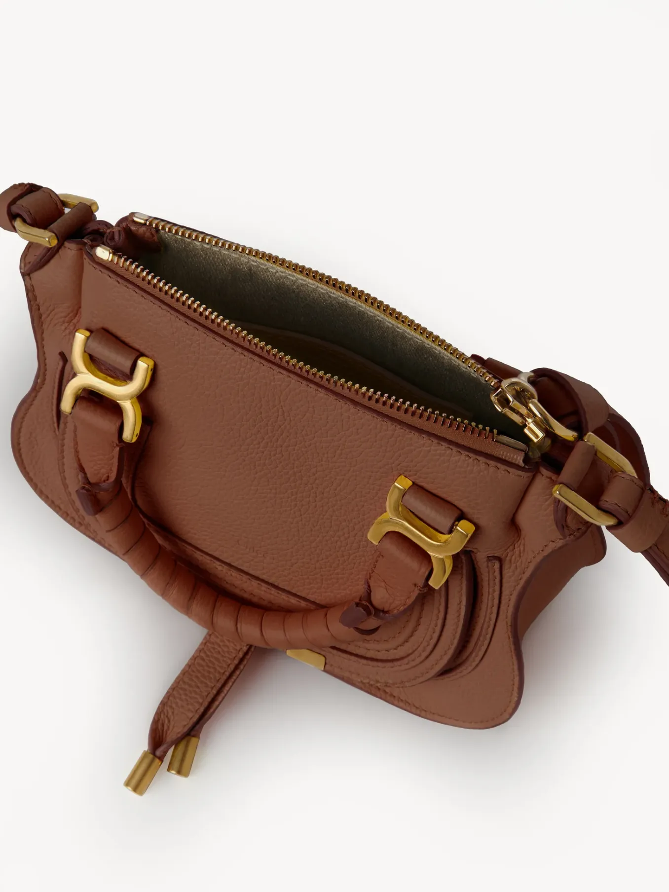 Sacs À Bandoulière-Chloé Mini Sac Double Porte Marcie Tan