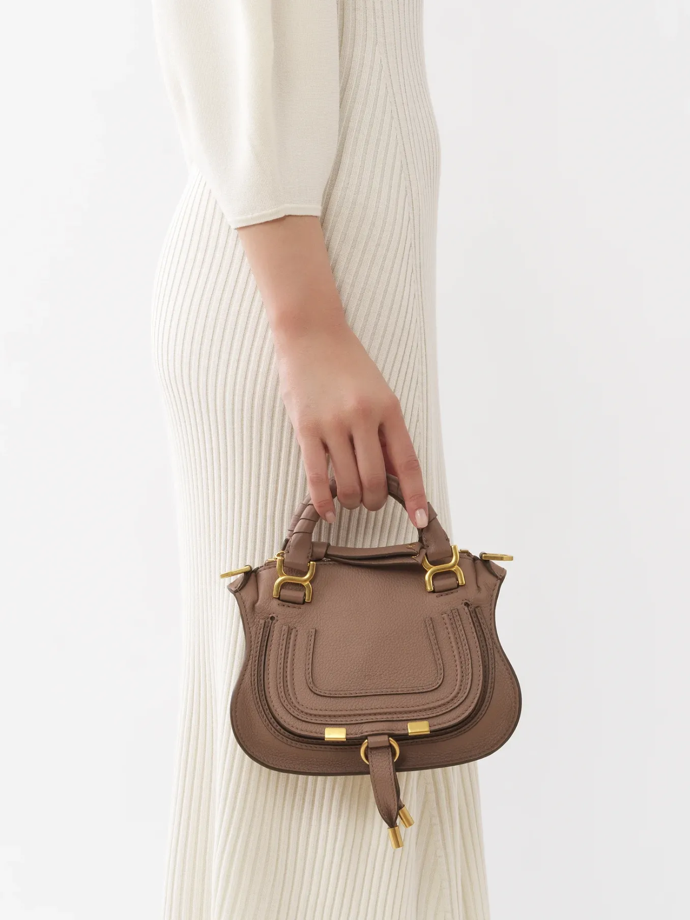 Sacs À Bandoulière-Chloé Mini Sac Double Porte Marcie Woodrose