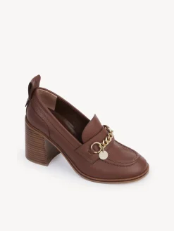 Sandales Et Espadrilles-Chloé Mocassins A Talon Aryel Cognac