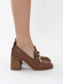 Sandales Et Espadrilles-Chloé Mocassins A Talon Aryel Cognac