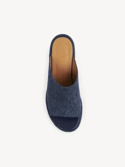Denim-Chloé Mules Compensees Oli Denim