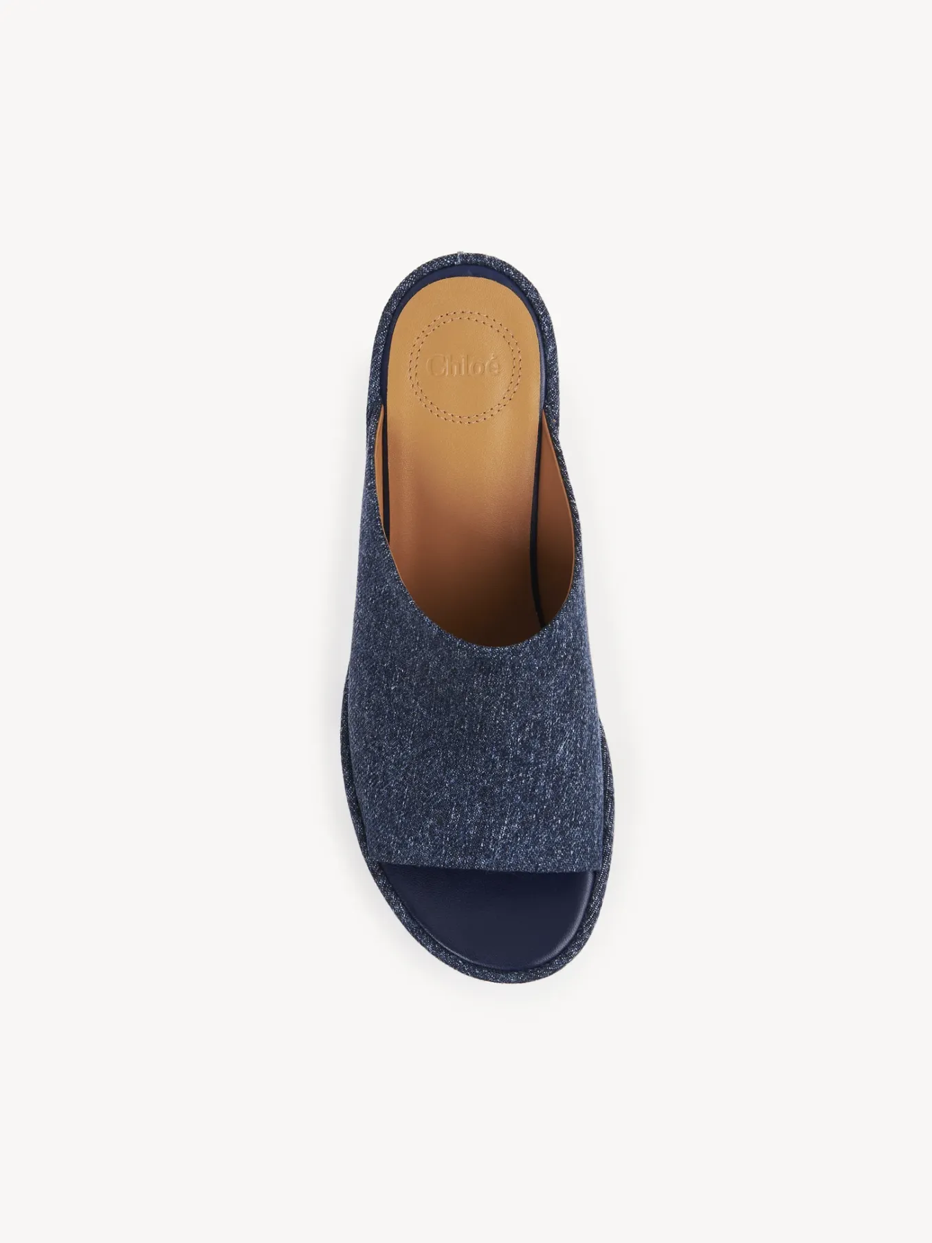 Denim-Chloé Mules Compensees Oli Denim