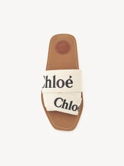 Tenues De Plage-Chloé Mules Plates Woody Blanc