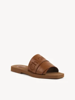 Tenues De Plage-Chloé Mules Plates Woody Caramello