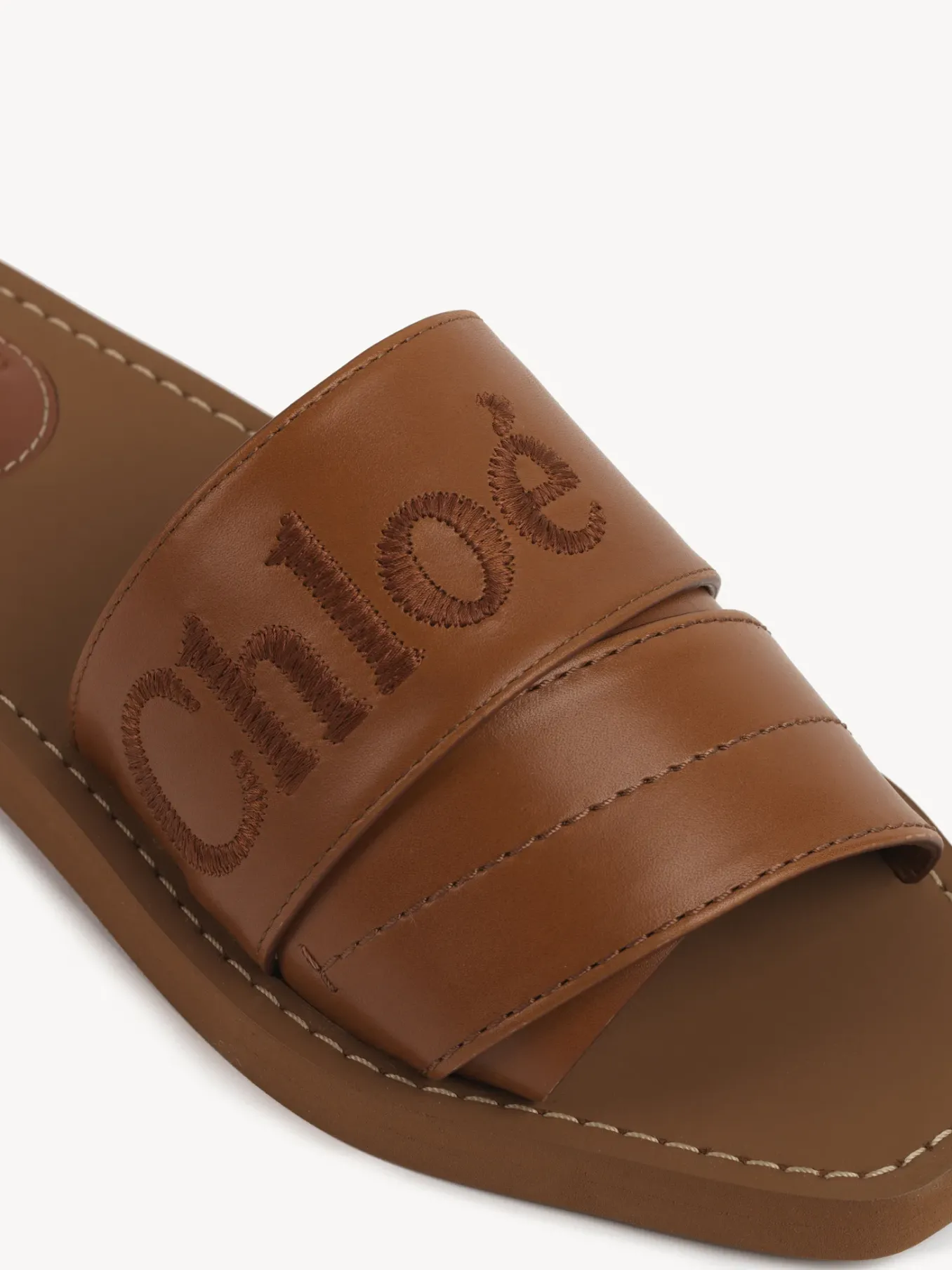 Tenues De Plage-Chloé Mules Plates Woody Caramello