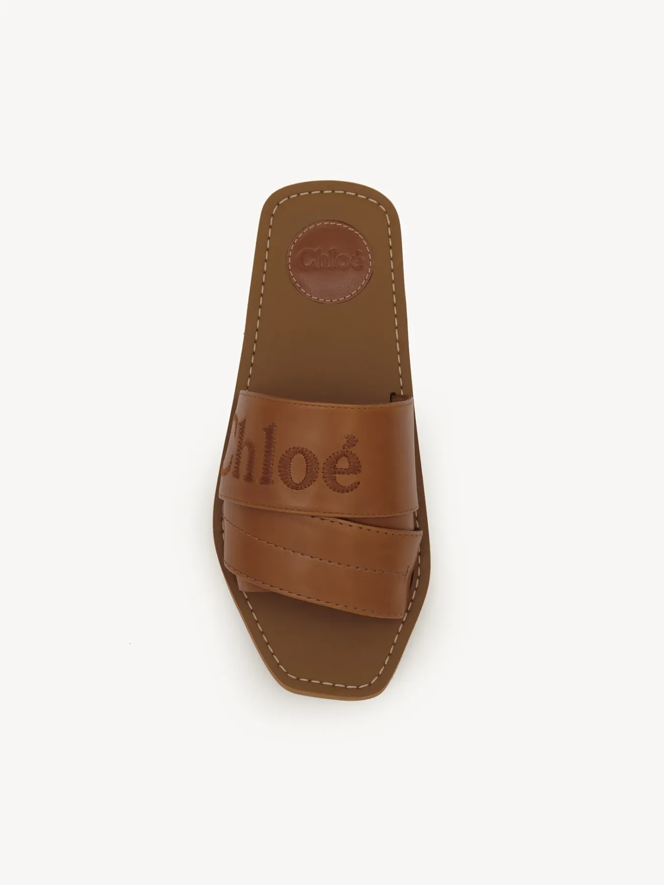 Tenues De Plage-Chloé Mules Plates Woody Caramello