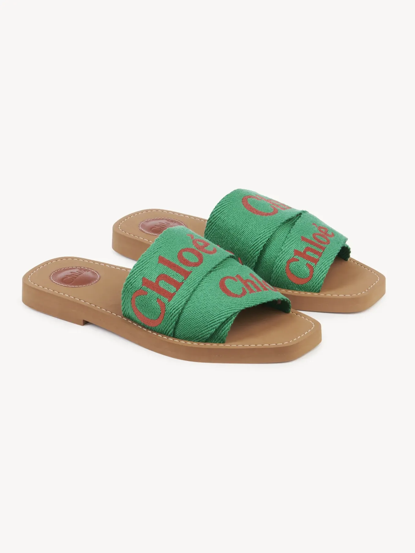 Tenues De Plage-Chloé Mules Plates Woody Green - Orange 1