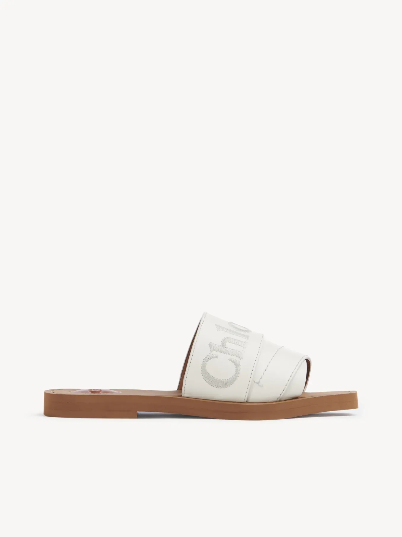 Tenues De Plage-Chloé Mules Plates Woody Blanc