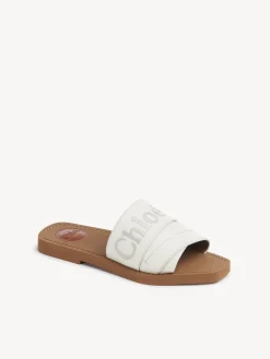 Tenues De Plage-Chloé Mules Plates Woody Blanc