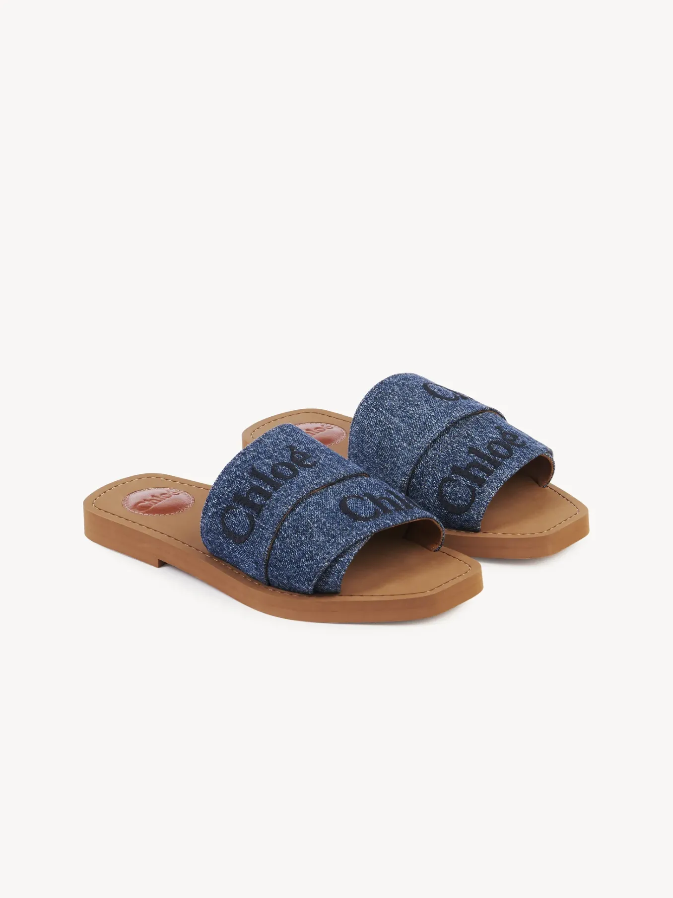 Tenues De Plage-Chloé Mules Plates Woody Denim