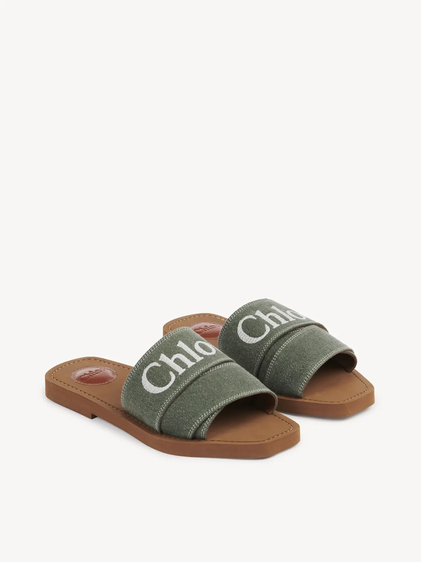 Tenues De Plage-Chloé Mules Plates Woody Wide Forest