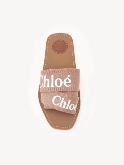 Tenues De Plage-Chloé Mules Plates Woody Pink Tea