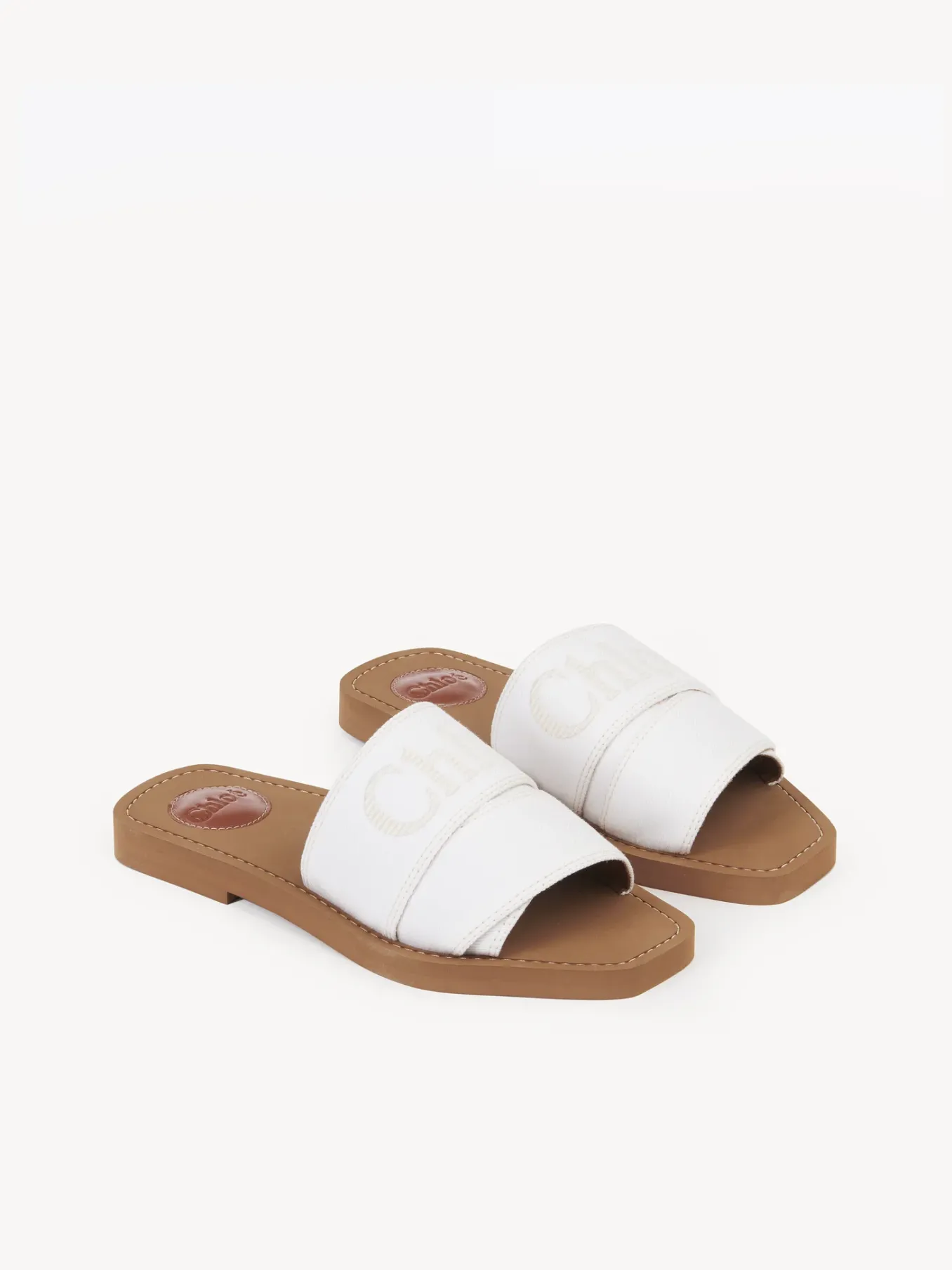 Tenues De Plage-Chloé Mules Plates Woody Snow White