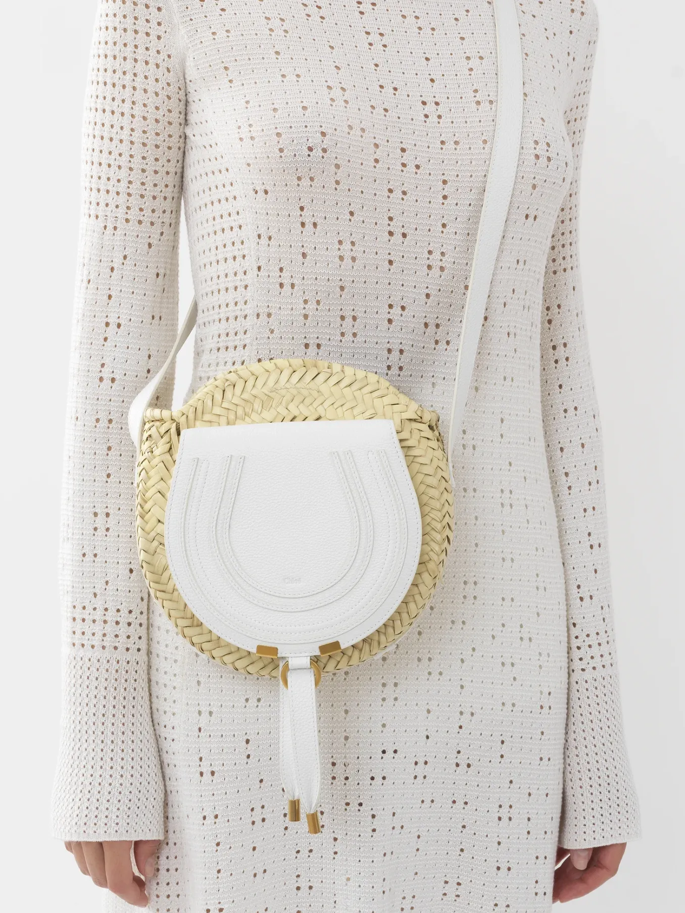 Sacs À Bandoulière-Chloé Panier Rond Porte Épaule Marcie Blanc