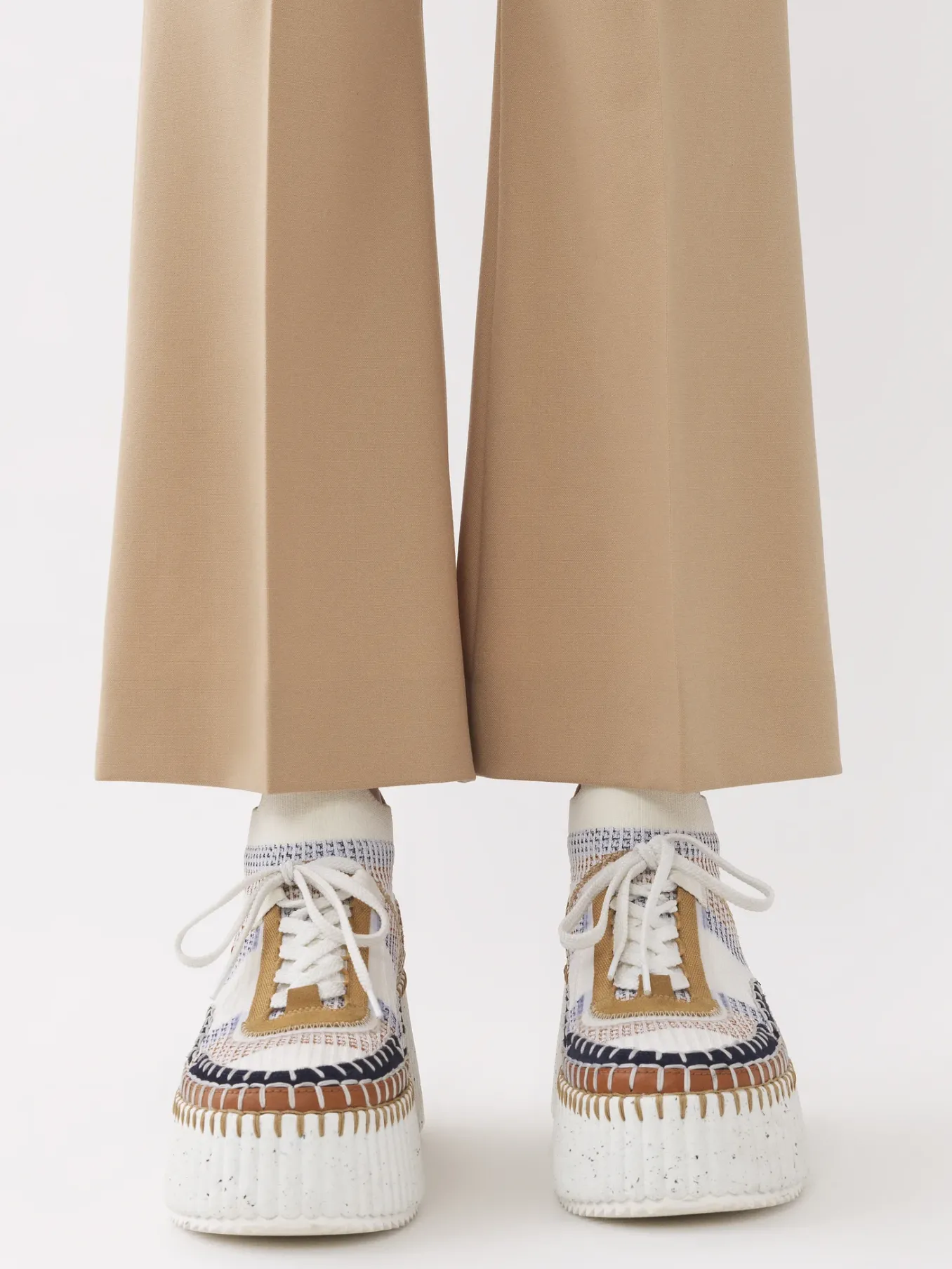 Pantalons Et Shorts-Chloé Pantalon Bootcut Court Soft Tan