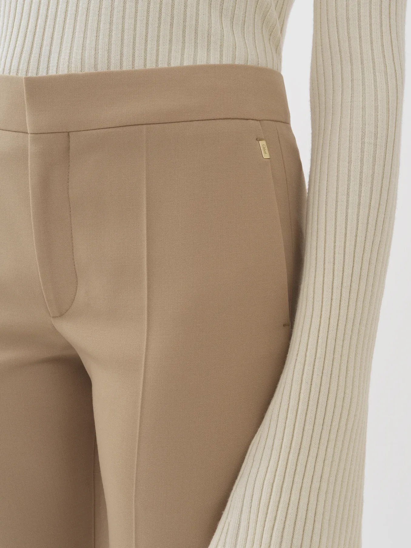 Pantalons Et Shorts-Chloé Pantalon Cigarette Court Soft Tan