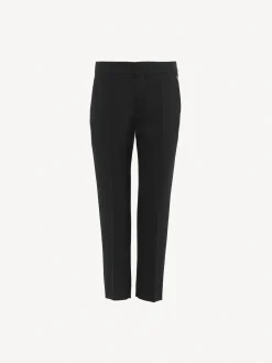 Pantalons Et Shorts-Chloé Pantalon Cigarette Court Noir