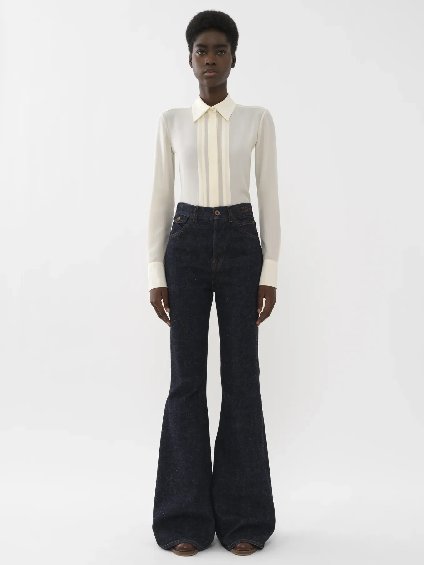 Pantalons Et Shorts-Chloé Pantalon Cloche « Merapi » Iconic Navy