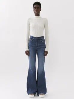 Pantalons Et Shorts-Chloé Pantalon Cloche « Merapi » Faded Denim