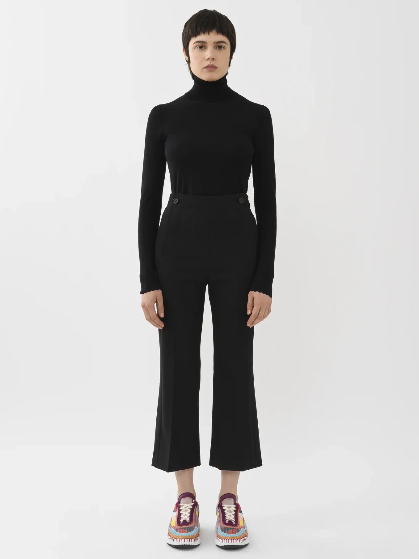 Pantalons Et Shorts-Chloé Pantalon Court A Pont Noir