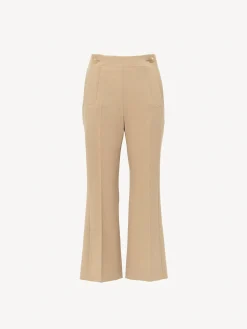 Pantalons Et Shorts-Chloé Pantalon Court A Pont Soft Tan