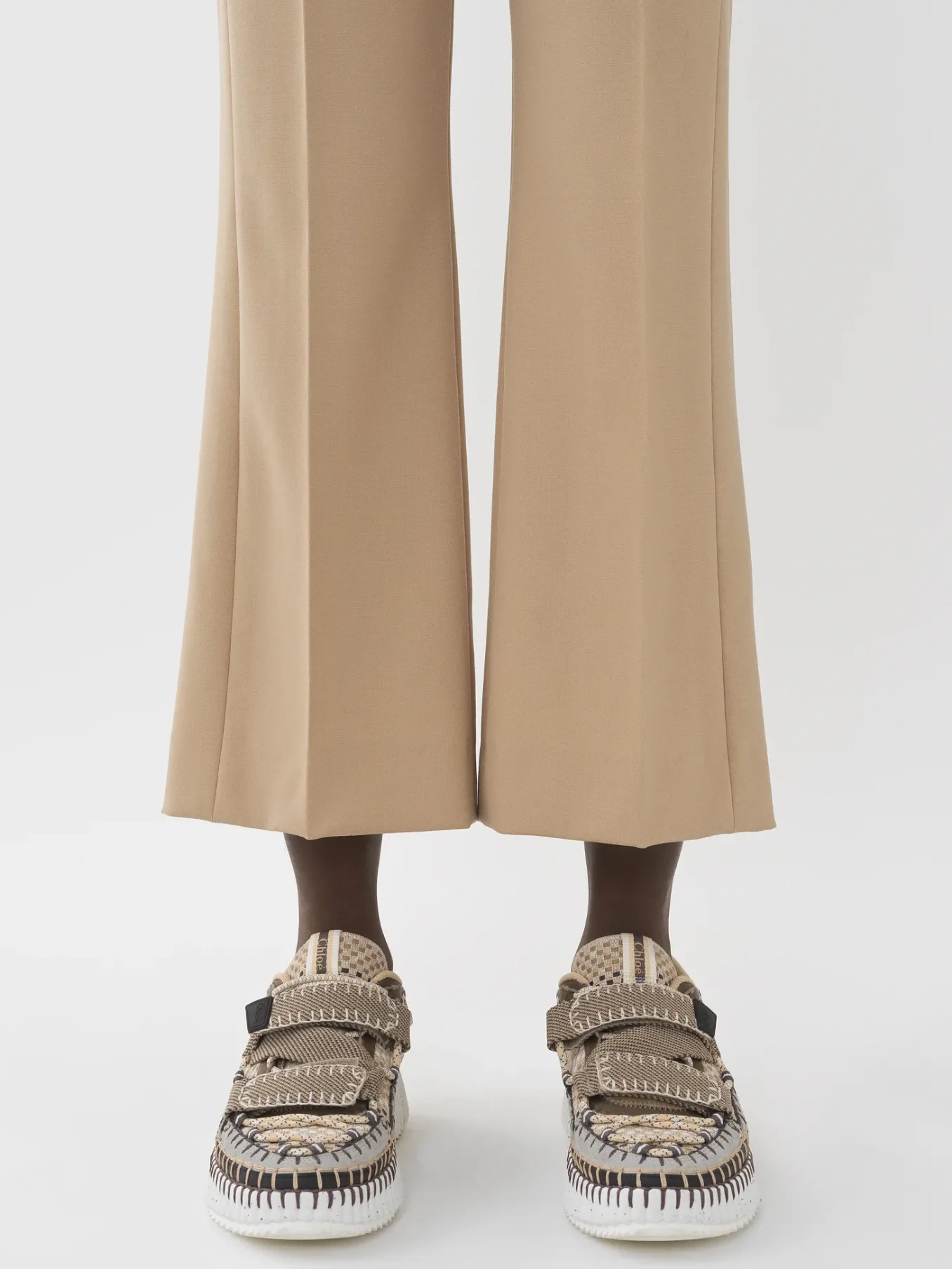 Pantalons Et Shorts-Chloé Pantalon Court A Pont Soft Tan