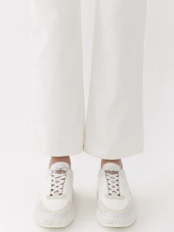 Pantalons Et Shorts-Chloé Pantalon Court Bootcut « Fuego » Blanc