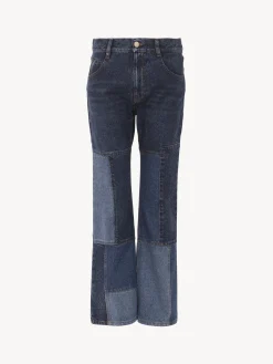 Pantalons Et Shorts-Chloé Pantalon Court Evase Multicolor Blue 1
