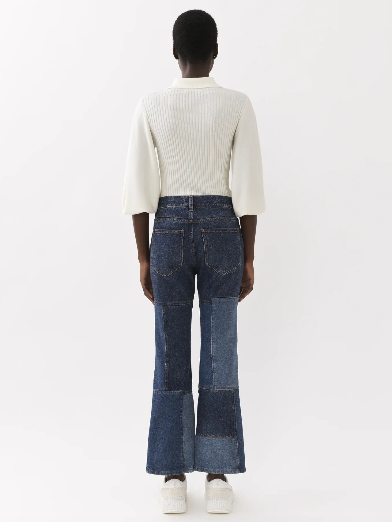 Pantalons Et Shorts-Chloé Pantalon Court Evase Multicolor Blue 1