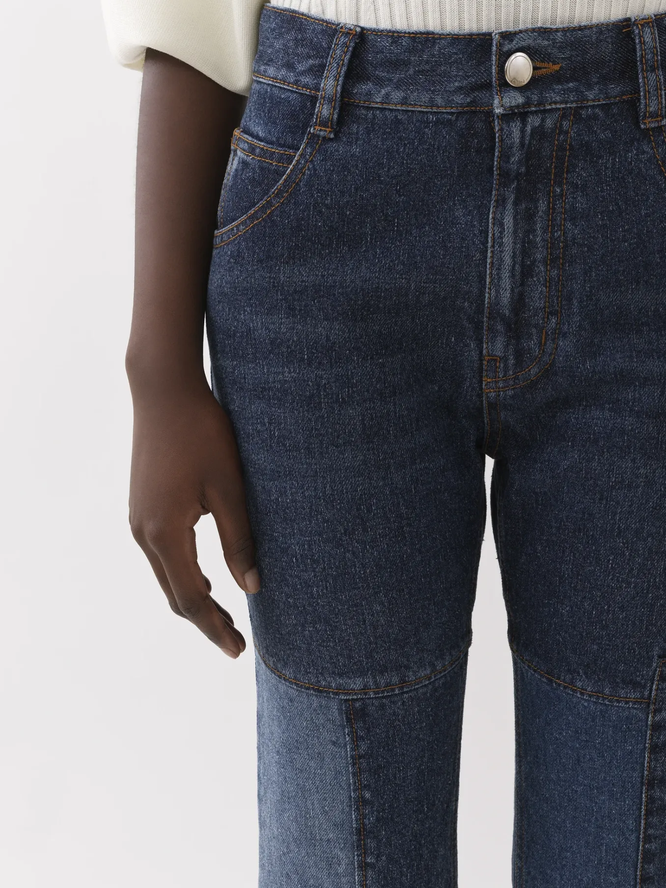 Pantalons Et Shorts-Chloé Pantalon Court Evase Multicolor Blue 1