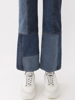 Pantalons Et Shorts-Chloé Pantalon Court Evase Multicolor Blue 1