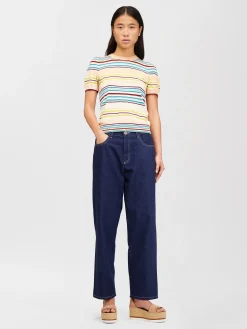 Vêtements-Chloé Pantalon Court Fusele Dark Denim