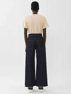 Pantalons Et Shorts-Chloé Pantalon Court Large « Stromboli » Iconic Navy