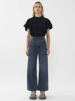 Pantalons Et Shorts-Chloé Pantalon Court Large « Stromboli » Dusky Blue