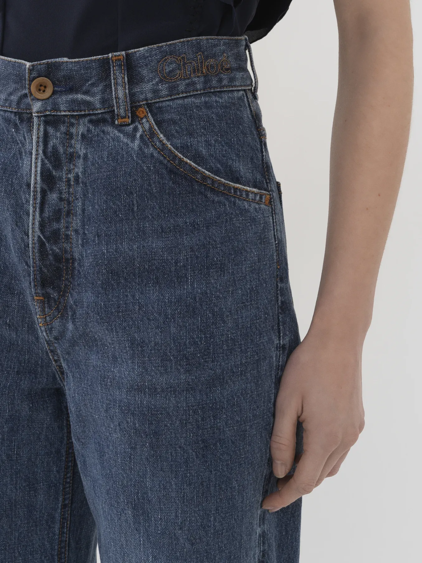 Pantalons Et Shorts-Chloé Pantalon Court Large « Stromboli » Dusky Blue
