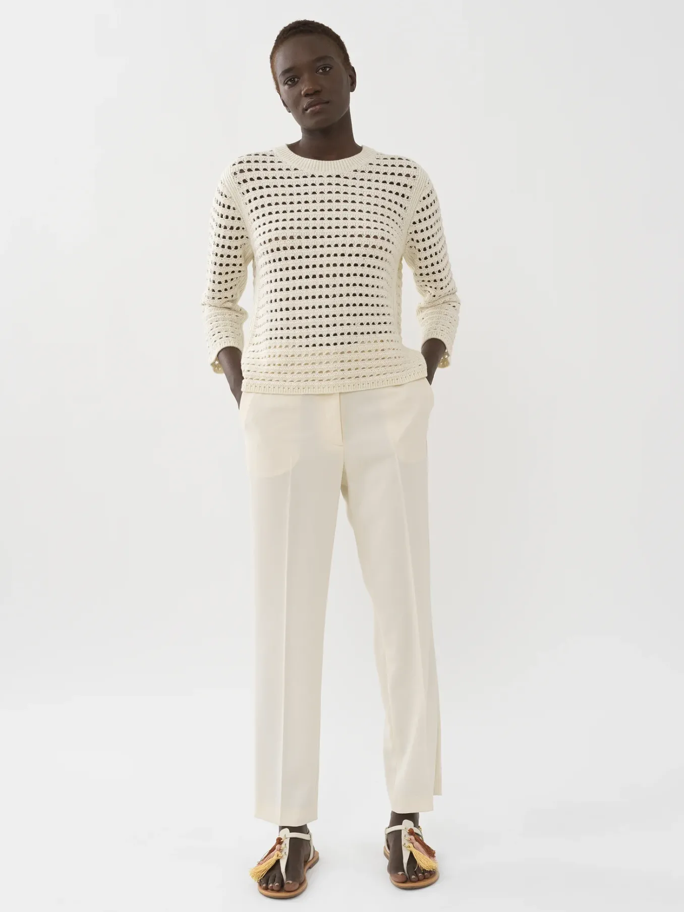 Vêtements-Chloé Pantalon Court Skinny Light Ivory