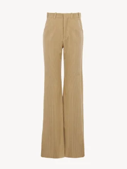 Pantalons Et Shorts-Chloé Pantalon De Costume Evase Pearl Beige