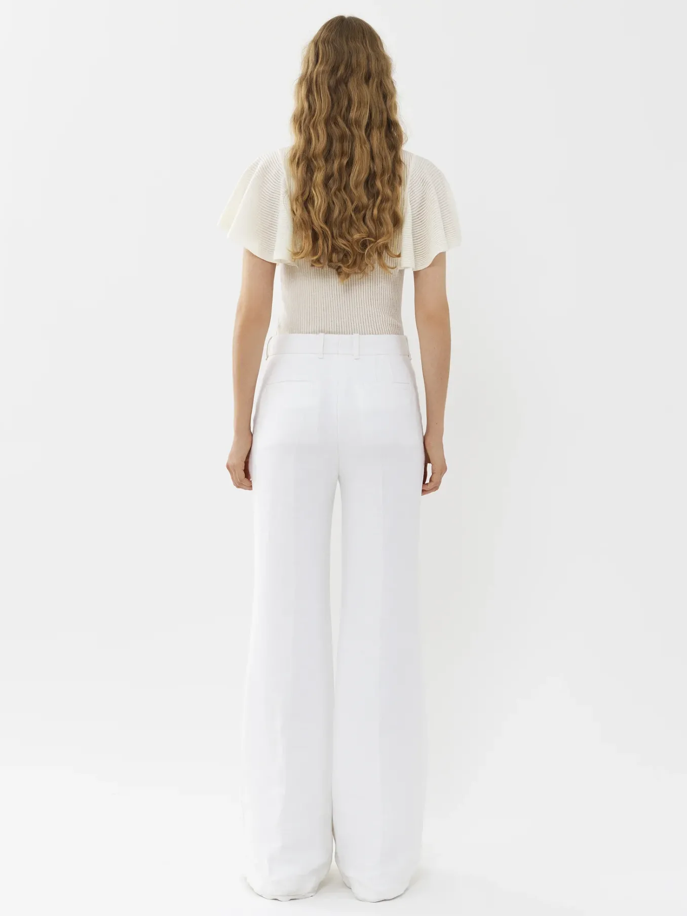 Pantalons Et Shorts-Chloé Pantalon De Costume Evase Blanc